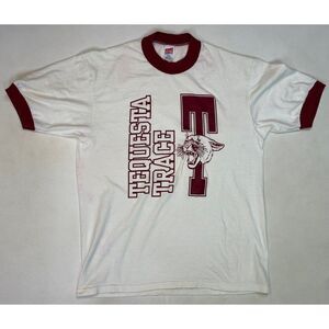 VINTAGE Tequesta Trace Graphic T-shirt Men Medium White Ringer USA 90s